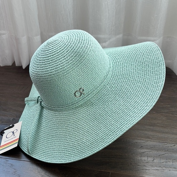 OP Ocean Pacific Wide brim,silvertone OP logo, band trim,floppy 80% paper,20% PP - Picture 1 of 8